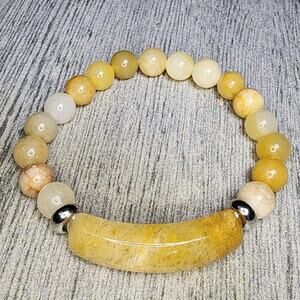 Healing Stone Bracelet, Natural Yellow Quartz Beaded Gemstone Crystals One Sz